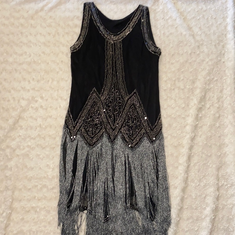 Black 1920s inspired flapper dress